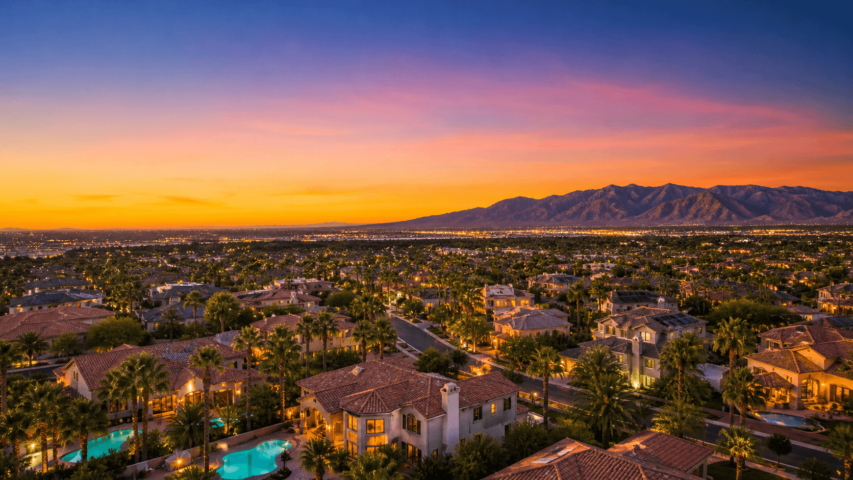 Las Vegas homes at golden hour